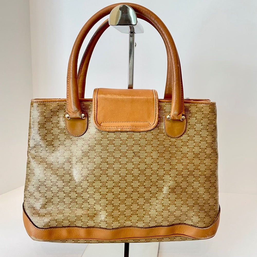Celine Macadam Vintage Brown/Beige Bag - Picture 2 of 16